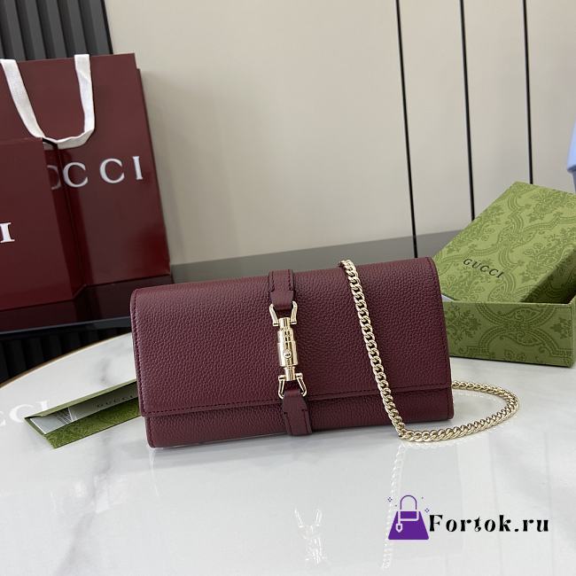 Fortok Gucci Jackie 1961 Chain Wallet Burgundy 652681 19x11x3.5cm - 1