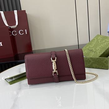 Fortok Gucci Jackie 1961 Chain Wallet Burgundy 652681 19x11x3.5cm
