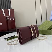 Fortok Gucci Jackie 1961 Chain Wallet Burgundy 652681 19x11x3.5cm - 6