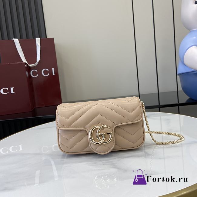 Fortok Gucci GG Marmont Super Mini Bag Beige 476433 16.5x11x4.5cm - 1