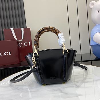 Fortok Gucci Mini Bamboo Top Handle Tote Bag Black 16x14x11.5cm