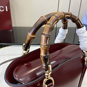 Fortok Gucci Mini Bamboo Top Handle Tote Bag Burgundy 16x14x11.5cm - 3