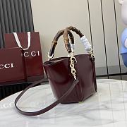 Fortok Gucci Mini Bamboo Top Handle Tote Bag Burgundy 16x14x11.5cm - 4