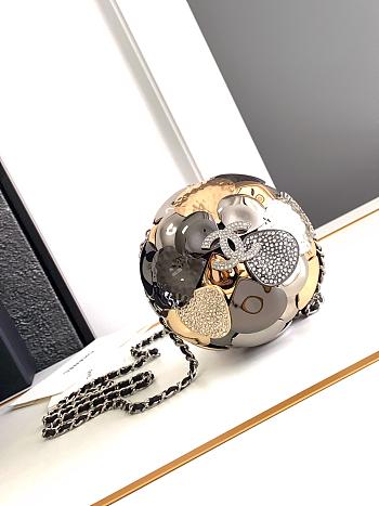 Fortok Chanel Camellia CC Sphere Minaudière Metallic And Crystal Bag