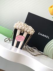 Fortok Chanel Popcorn Minaudiere Resin, Enamel, Imitation Pearls & Gold-Tone Metal White, Black & Light Pink - 1