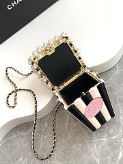 Fortok Chanel Popcorn Minaudiere Resin, Enamel, Imitation Pearls & Gold-Tone Metal White, Black & Light Pink - 3