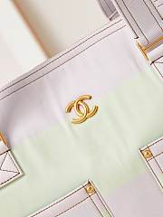 Fortok Chanel Shopping Bag Printed Denim Pink Ivory AS4719 30x45x9.5cm - 5