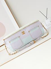 Fortok Chanel Waist Bag Printed Denim Pink Ivory AS4718 19x45x9cm - 1