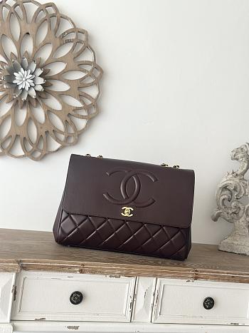 Fortok Chanel Classic Flap Maxi Jumbo CC Chain Shoulder Bag Brown Lambskin 33x11x23cm