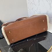 Fortok Chanel Large Shopping Bag Lambskin Wool  Brown & Beige 38cm - 6