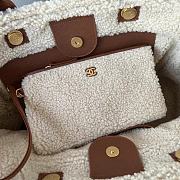 Fortok Chanel Large Shopping Bag Lambskin Wool  Brown & Beige 38cm - 4