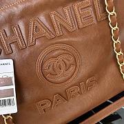 Fortok Chanel Large Shopping Bag Lambskin Wool  Brown & Beige 38cm - 2