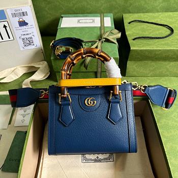 Fortok Gucci Diana Small Tote Bag Dark Blue 660195 27cm
