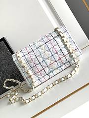 Fortok Chanel CF Flap Bag Blue & White Tweed 25cm - 2