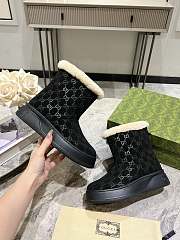 Fortok Gucci Sheepskin Suede Snow Boots Black  - 5