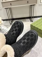 Fortok Gucci Sheepskin Suede Snow Boots Black  - 4