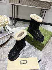 Fortok Gucci Sheepskin Suede Snow Boots Black  - 3