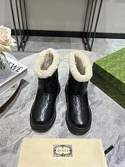 Fortok Gucci Sheepskin Snow Boots Black - 4