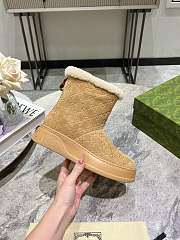 Fortok Gucci Sheepskin Suede Snow Boots Beige - 1
