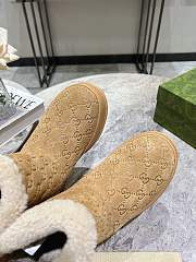 Fortok Gucci Sheepskin Suede Snow Boots Beige - 2