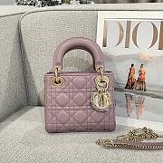 Fortok Dior Lady Bag Peony Pink Patent Cannage Calfskin 17x7x15cm - 1
