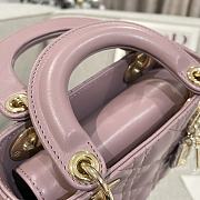 Fortok Dior Lady Bag Peony Pink Patent Cannage Calfskin 17x7x15cm - 6