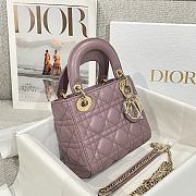 Fortok Dior Lady Bag Peony Pink Patent Cannage Calfskin 17x7x15cm - 4