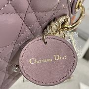 Fortok Dior Lady Bag Peony Pink Patent Cannage Calfskin 17x7x15cm - 3