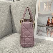 Fortok Dior Lady Bag Peony Pink Patent Cannage Calfskin 17x7x15cm - 2