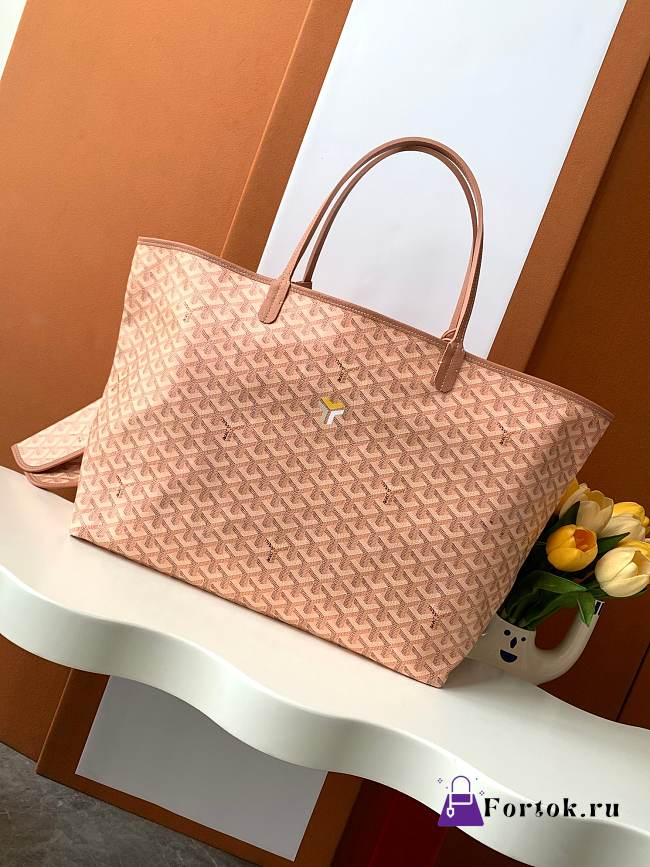 Fortok Goyard Goyardine Pearly Coral St. Louis Tote Bag 40x20x34cm  - 1