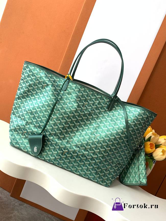 Fortok Goyard Goyardine Green St. Louis Tote Bag 40x20x34cm  - 1