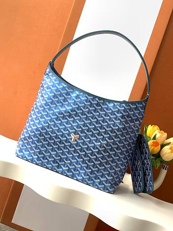 Fortok Goyard Goyardine Hobo Bag Dark Blue 43x14x27cm