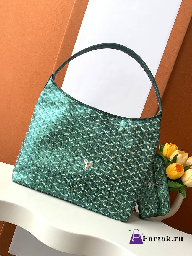 Fortok Goyard Goyardine Hobo Bag Green 43x14x27cm - 1