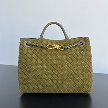 Fortok Bottega Veneta Andiamo Suede Bag Green 743572 32x25x11cm