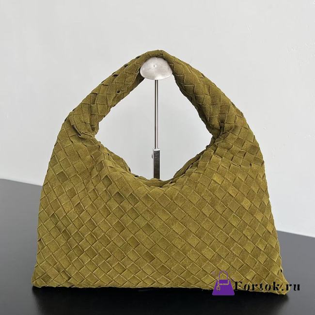 Fortok Bottega Veneta Small Hop Bag Suede Bag Green 763966 41x20.5x7.5cm - 1