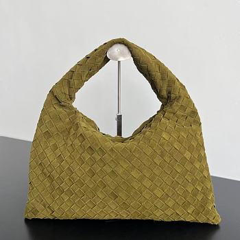 Fortok Bottega Veneta Small Hop Bag Suede Bag Green 763966 41x20.5x7.5cm