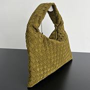 Fortok Bottega Veneta Small Hop Bag Suede Bag Green 763966 41x20.5x7.5cm - 2
