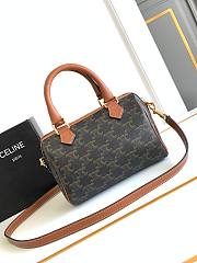 Fortok Celine Small Logo Printed Colorful Embroidered Cowhide Boston Bag 19.5x14x7cm - 4