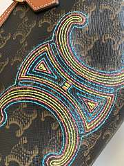 Fortok Celine Small Logo Printed Colorful Embroidered Cowhide Boston Bag 19.5x14x7cm - 2