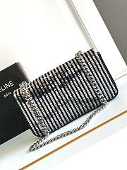 Fortok Celine Sequin Arc de Triomphe Chain Bag Black & Silver 197993 20.5x10.5x4cm - 4
