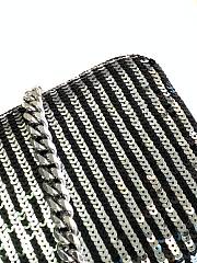 Fortok Celine Sequin Arc de Triomphe Chain Bag Black & Silver 197993 20.5x10.5x4cm - 3