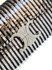 Fortok Celine Sequin Arc de Triomphe Chain Bag Black & Silver 197993 20.5x10.5x4cm - 2