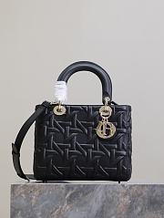 Fortok Dior Lady Dior Bag Black Graphic Cannage Calfskin 24x11x20cm - 1