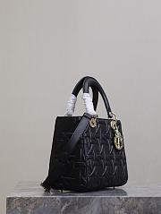 Fortok Dior Lady Dior Bag Black Graphic Cannage Calfskin 24x11x20cm - 5