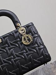 Fortok Dior Lady Dior Bag Black Graphic Cannage Calfskin 24x11x20cm - 2