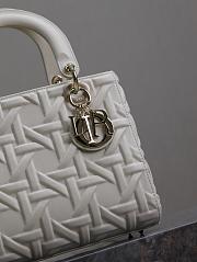 Fortok Dior Lady Dior Bag White Graphic Cannage Calfskin 24x11x20cm - 3