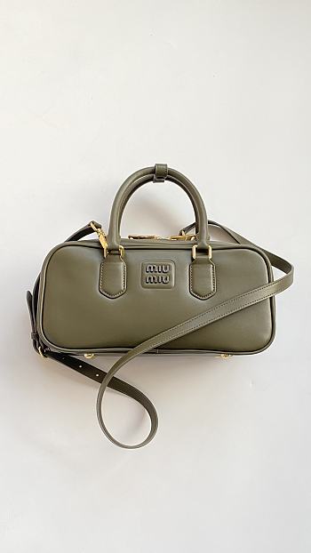 Fortok Miu Miu Military Green Arcadie Leather Bag 27x12x9cm