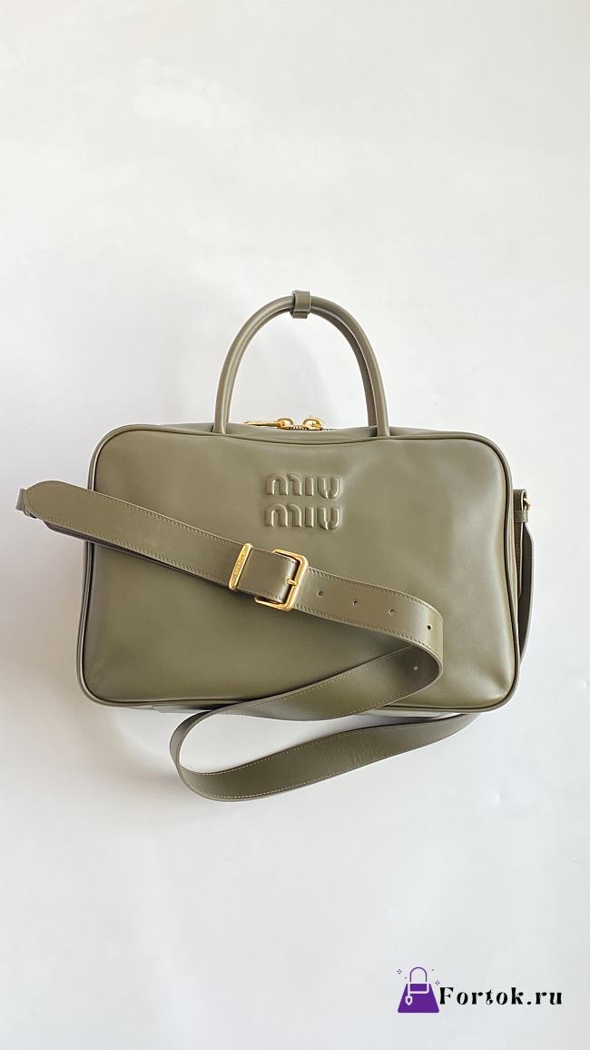 Fortok Miu Miu Green Leather Beau Bag 34.5x22x12cm - 1