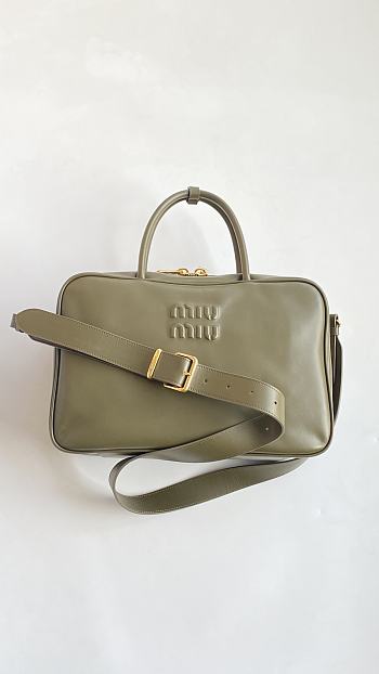 Fortok Miu Miu Green Leather Beau Bag 34.5x22x12cm