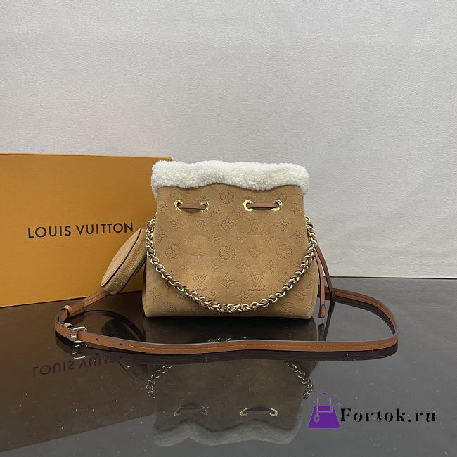 Fortok Louis Vuitton Bella Bag Beige Suede Leather M11839 19x22x14cm - 1